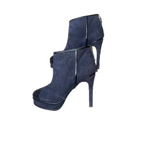Chanel Suede Kid Navy Booties Size 38