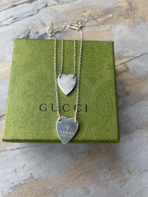 Gucci Silver Heart Necklace And Bracelet Love Luxe