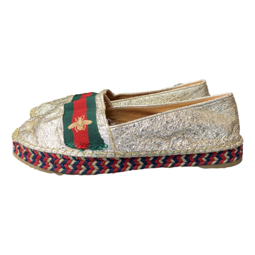 Gucci Sylvie Gold Espadrilles 37 Love Luxe