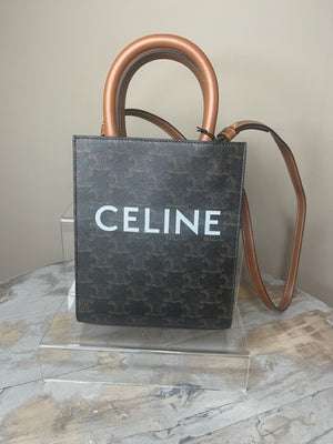 Brand New Celine Mini Cabas Vertical Tote Canvas & Leather