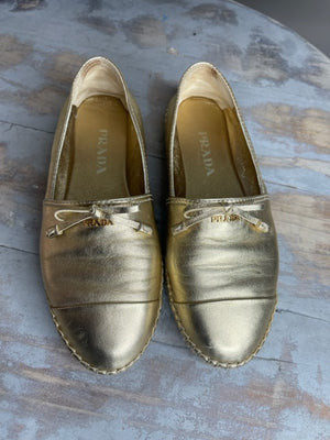 Prada Gold Espadrilles 34.5