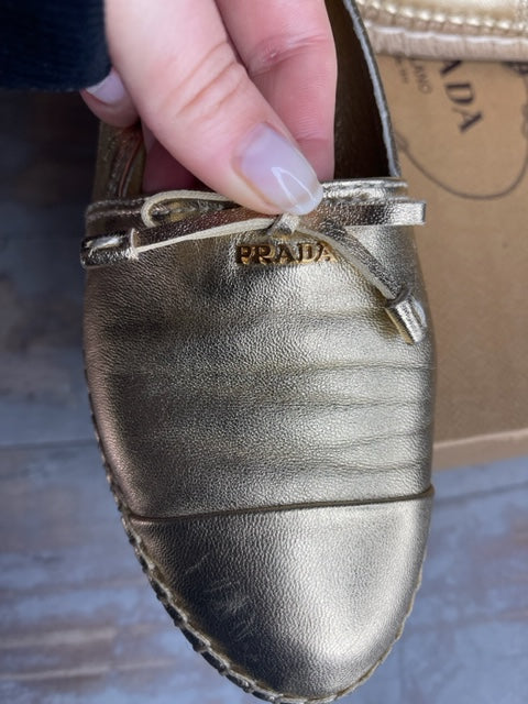 Prada Gold Espadrilles 34.5