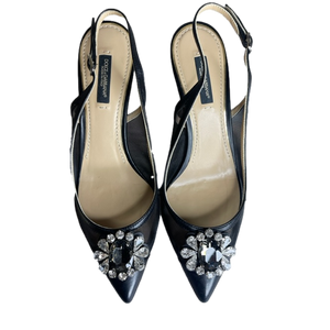 Dolce & Gabbana Felix Mesh Crystal Slingbacks 36