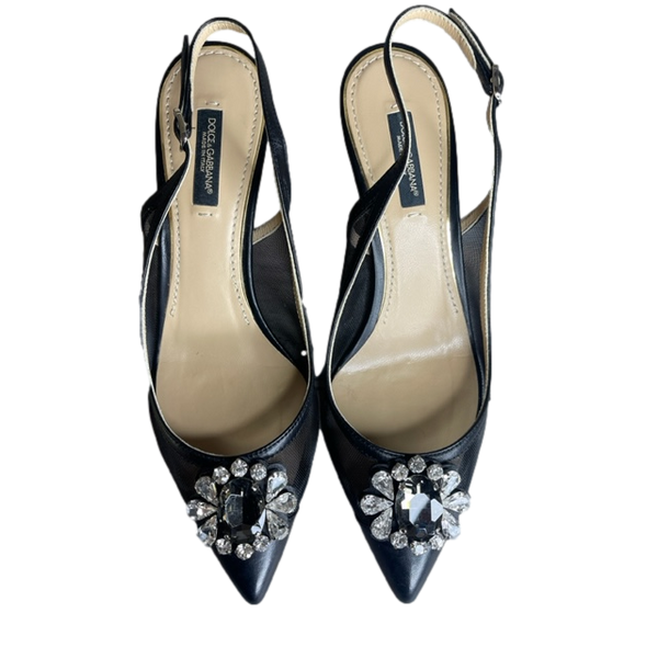 Dolce & Gabbana Felix Mesh Crystal Slingbacks 36