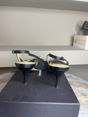 Dolce & Gabbana Felix Mesh Crystal Slingbacks 36