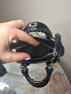Brand New Balenciaga Neo Mini Bag Black Croc Embossed Leather