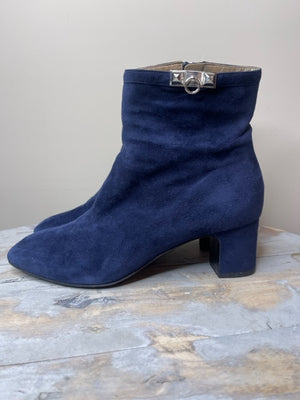 Hermes Collier De Chien Boots Navy 38.5