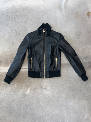 Dolce & Gabbana Black Leather Jacket 40 UK 8-10