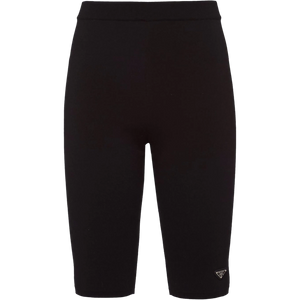Prada Logo Plaque Jersey Stretch Shorts