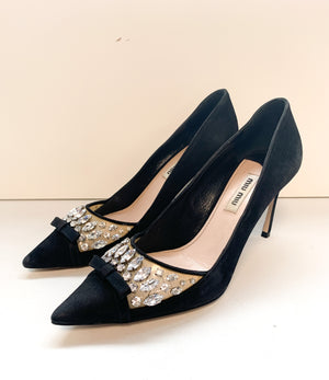 Miu Miu Gemstone Suede Heels 36.5