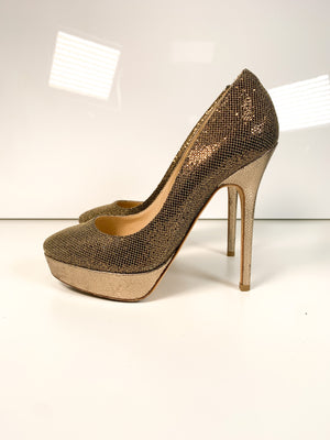 Jimmy Choo Glitter Pumps Gold 36.5