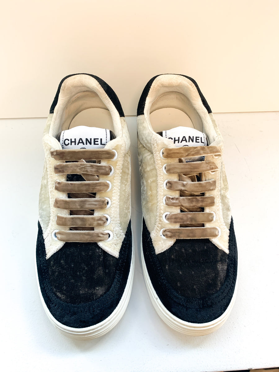 Chanel Velvet Sneakers 36