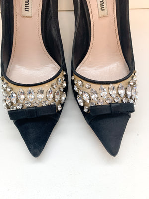 Miu Miu Gemstone Suede Heels 36.5