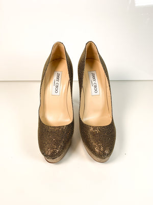 Jimmy Choo Glitter Pumps Gold 36.5