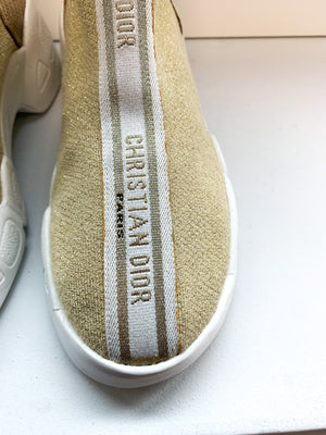 Christian Dior Sock Sneakers Gold Glitter 37
