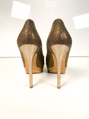 Jimmy Choo Glitter Pumps Gold 36.5