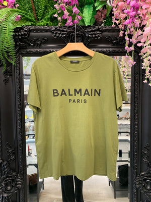 Balmain Khaki and Black Oversized T-shirt XXL