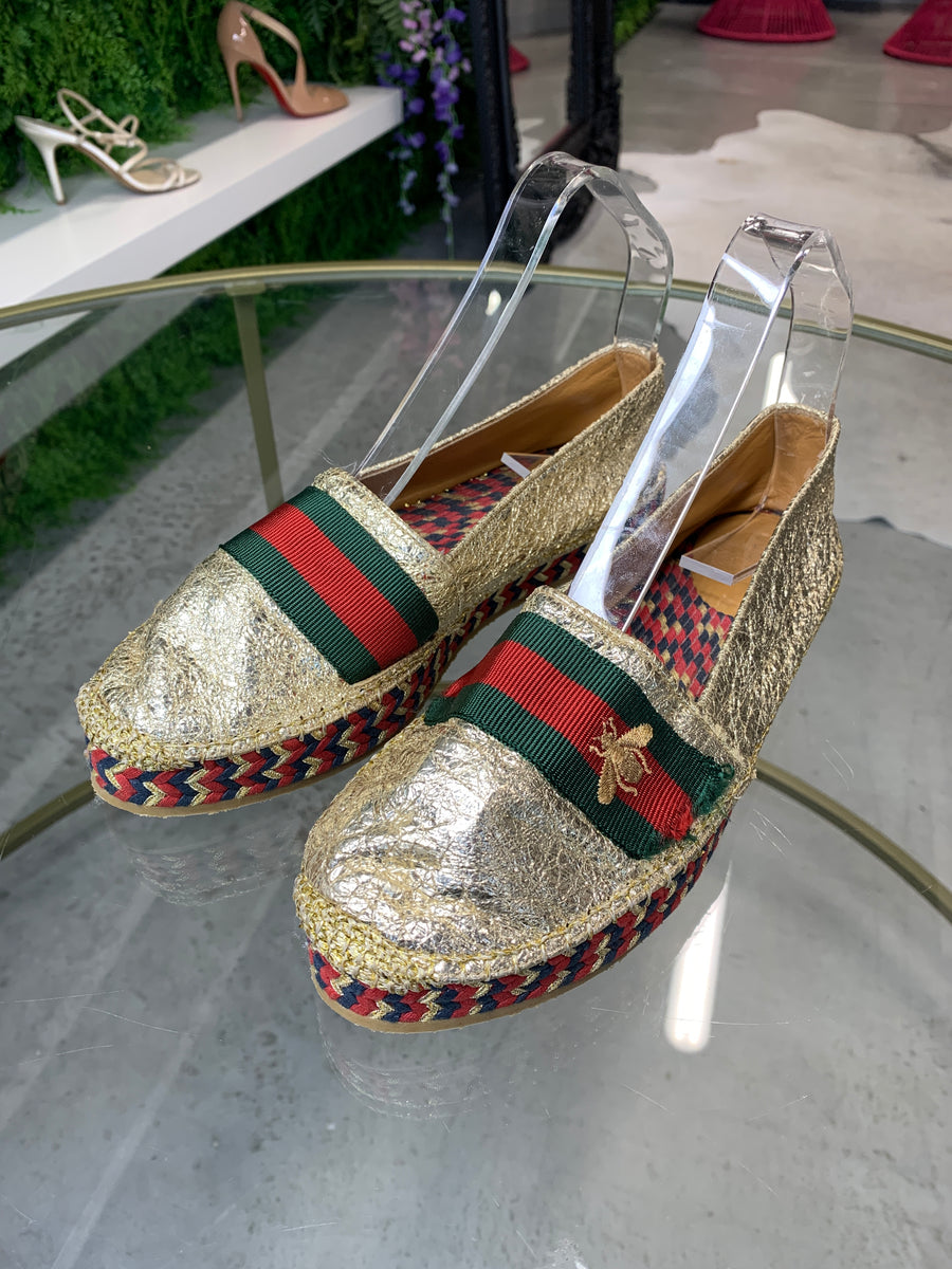 Gucci Sylvie Gold Espadrilles 37