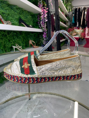 Gucci Sylvie Gold Espadrilles 37