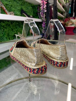 Gucci Sylvie Gold Espadrilles 37