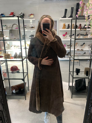 Brand New Nicole Farhi Sheepskin Long Coat UK 16