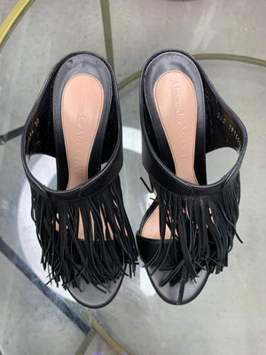 Brand New Alexander McQueen Black Leather Mules 38