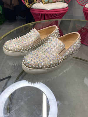 Christian Louboutin Pik Boat Holographic Spike Sneakers 37
