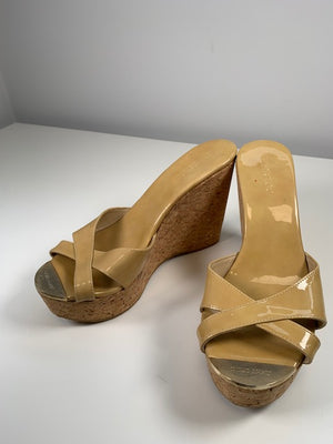 Jimmy Choo Nude Patent Wedges 38.5